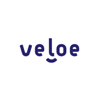Logo da Veloe em azul empresa parceira e cliente da innolevels
